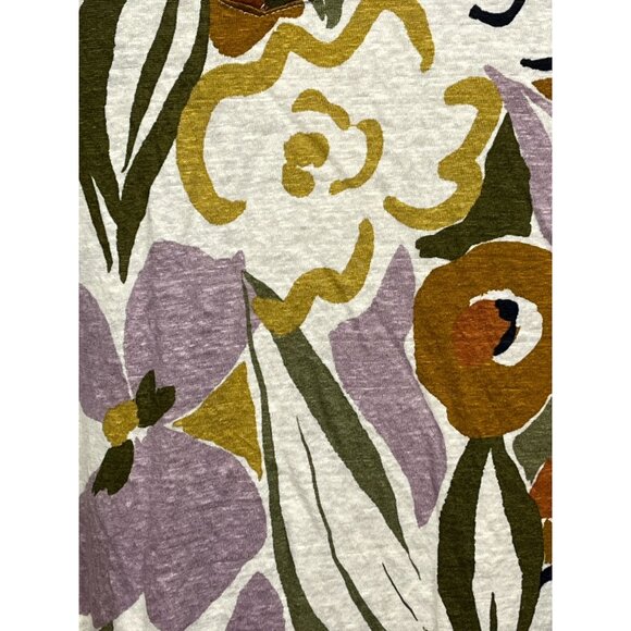 Rachel Zoe Plus 2X Linen Floral Blouse Boho Cottagecore Loose Fit Top - Picture 8 of 9